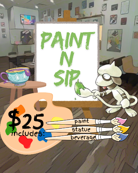 Paint 'N Sip event at Plus Ultra Coffee - $25 includes paint, statue, and beverage